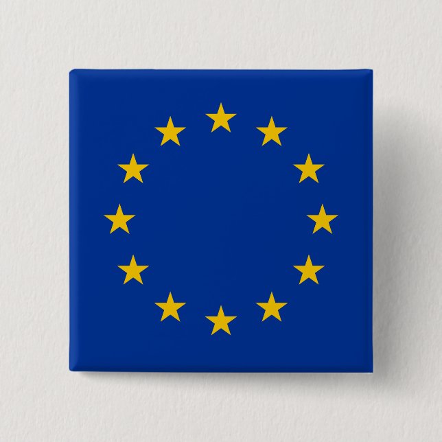 Bóton Quadrado 5.08cm Bandeira da União Europeia (UE) (Europa) (Frente)