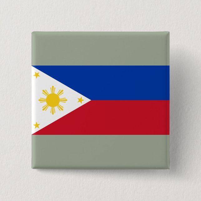 Bóton Quadrado 5.08cm Bandeira das Filipinas (Frente)