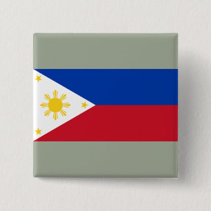 Bóton Quadrado 5.08cm Bandeira das Filipinas