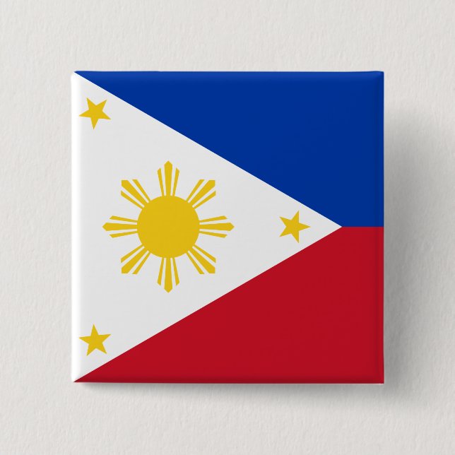 Bóton Quadrado 5.08cm Bandeira das Filipinas (Frente)