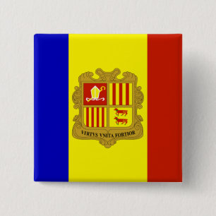 Bóton Quadrado 5.08cm Bandeira de Andorra
