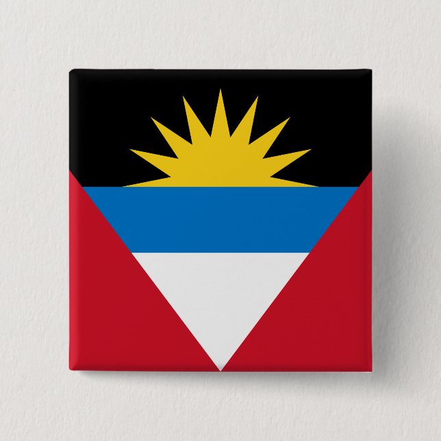 Bóton Quadrado 5.08cm Bandeira de Antígua e Barbuda (Frente)