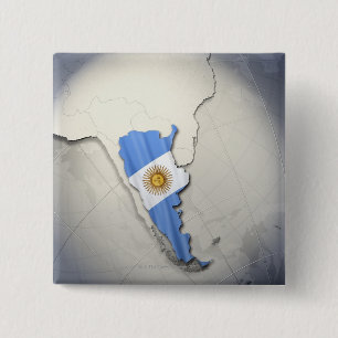 Bóton Quadrado 5.08cm Bandeira de Argentina