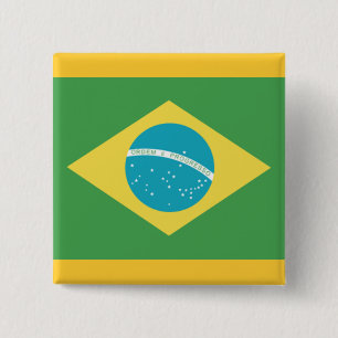 Bóton Quadrado 5.08cm Bandeira de Brasil