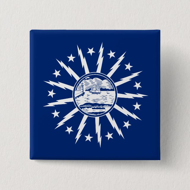 Bóton Quadrado 5.08cm Bandeira de Buffalo, Nova Iorque (Frente)