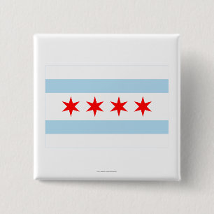 Bóton Quadrado 5.08cm Bandeira de Chicago