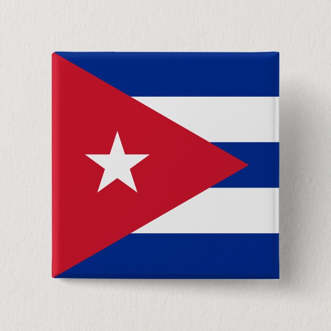 Bóton Quadrado 5.08cm Bandeira de Cuba (Cuba) (Frente)