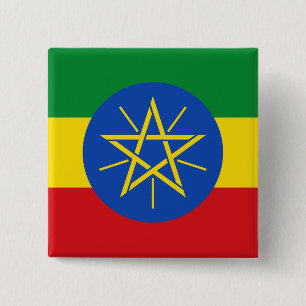 Bóton Quadrado 5.08cm Bandeira de Etiópia