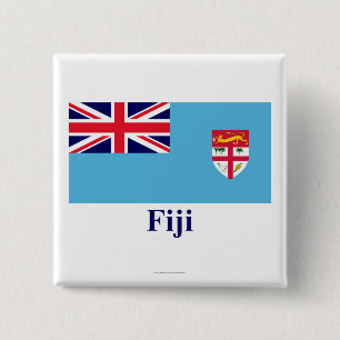 Bóton Quadrado 5.08cm Bandeira de Fiji com nome