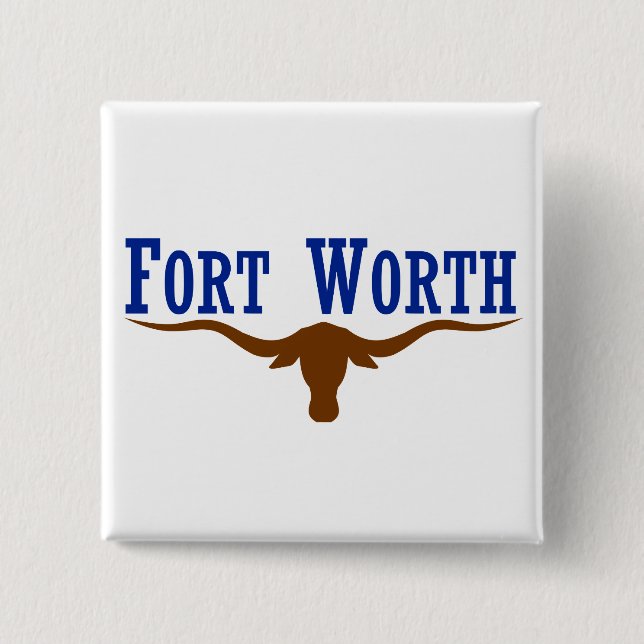 Bóton Quadrado 5.08cm Bandeira de Fort Worth (Frente)