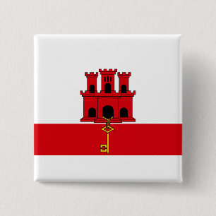 Bóton Quadrado 5.08cm Bandeira de Gibraltar