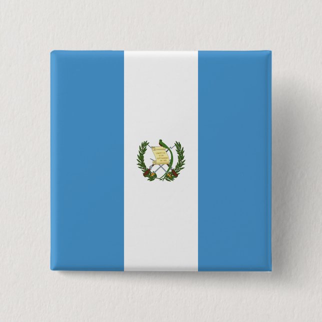 Bóton Quadrado 5.08cm Bandeira de Guatemala (Frente)