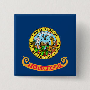 Bóton Quadrado 5.08cm Bandeira de Idaho: o Estado Pedra Preciosa, Montan