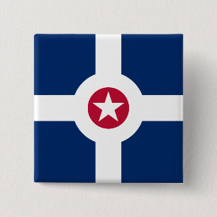 Bóton Quadrado 5.08cm Bandeira de Indianápolis, Botão de Indiana
