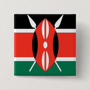 Bóton Quadrado 5.08cm Bandeira de Kenya
