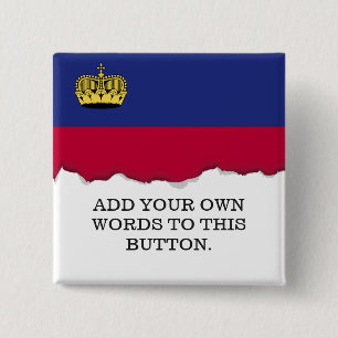 Bóton Quadrado 5.08cm Bandeira de Liechtenstein