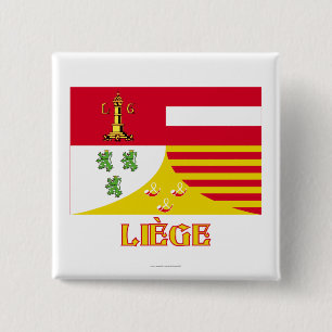 Bóton Quadrado 5.08cm Bandeira de Liège com o nome (francês)