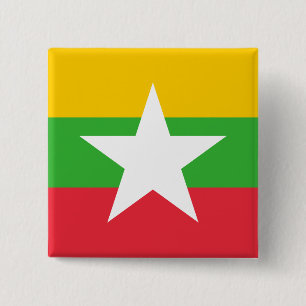 Bóton Quadrado 5.08cm Bandeira de Mianmar