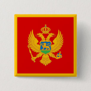 Bóton Quadrado 5.08cm Bandeira de Montenegro
