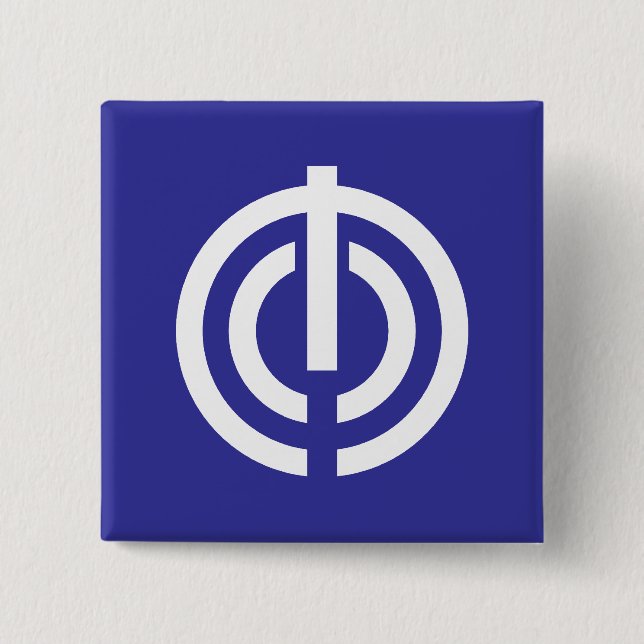 Bóton Quadrado 5.08cm Bandeira de Naha, Okinawa, Japão (Frente)