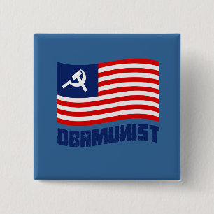 Bóton Quadrado 5.08cm Bandeira de Obamunist