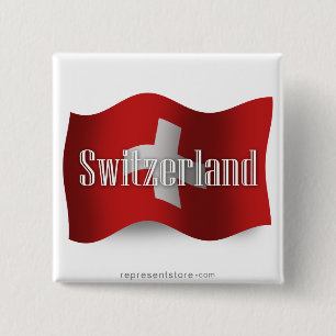 Bóton Quadrado 5.08cm Bandeira de ondulação da suiça
