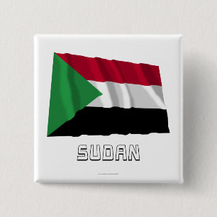 Bóton Quadrado 5.08cm Bandeira de ondulação de Sudão com nome