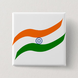 Bóton Quadrado 5.08cm Bandeira de ondulação indiana