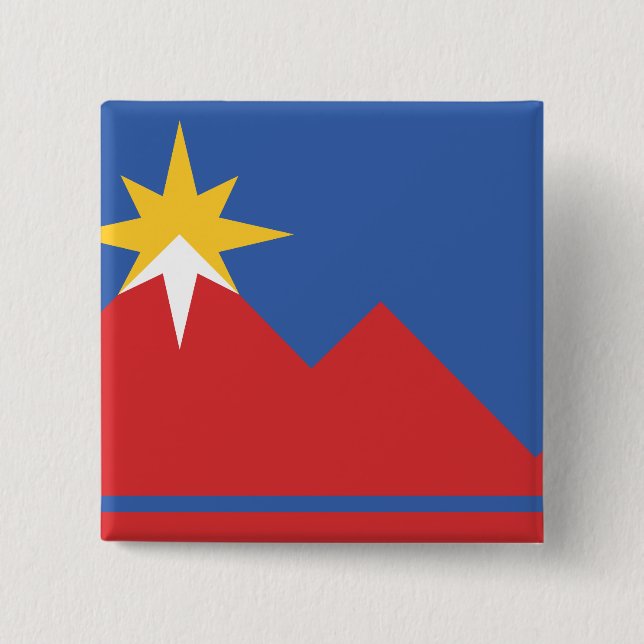 Bóton Quadrado 5.08cm Bandeira de Pocatello, Idaho (Frente)