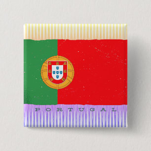 Bóton Quadrado 5.08cm Bandeira de Portugal