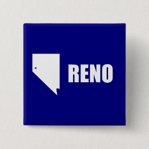 Bóton Quadrado 5.08cm Bandeira de Reno, Botão Pinback de Nevada