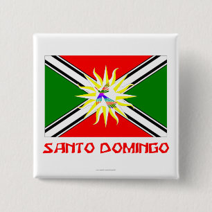 Bóton Quadrado 5.08cm Bandeira de Santo Domingo com nome