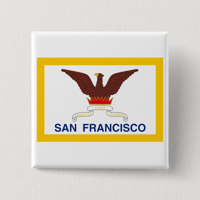 Bóton Quadrado 5.08cm Bandeira de São Francisco (Frente)