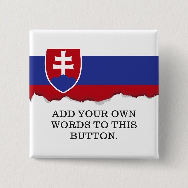 Bóton Quadrado 5.08cm Bandeira de Slovakia (Frente)