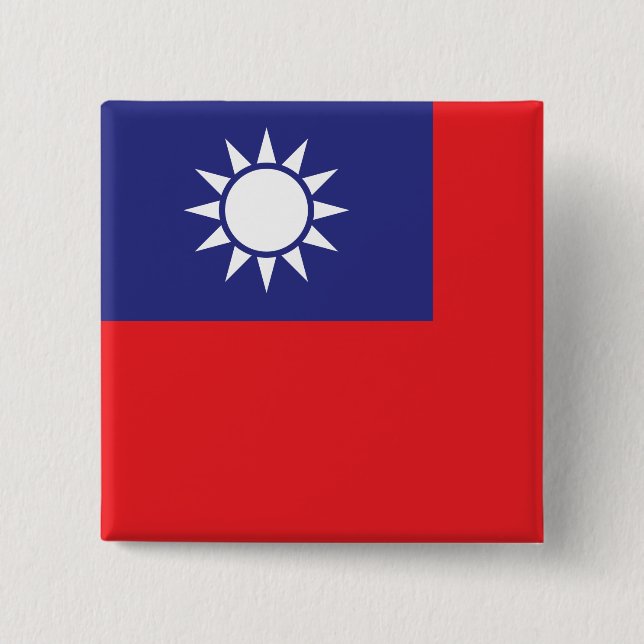 Bóton Quadrado 5.08cm Bandeira de Taiwan (Frente)