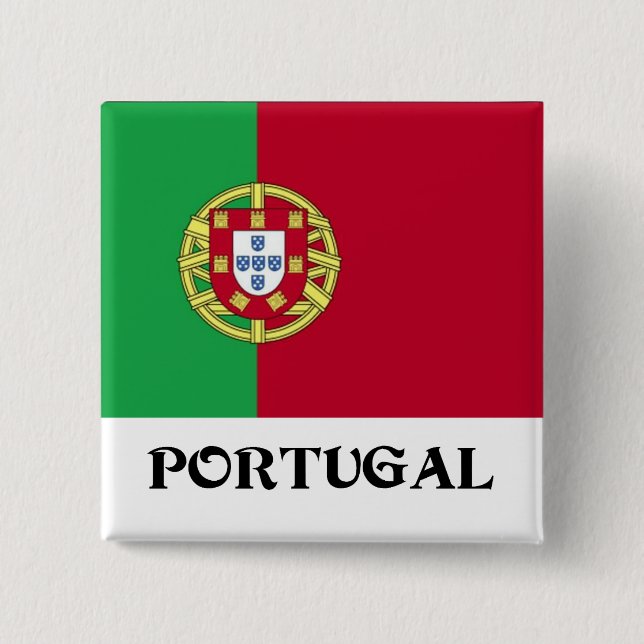 Bóton Quadrado 5.08cm Bandeira do adesivo de Portugal (Frente)