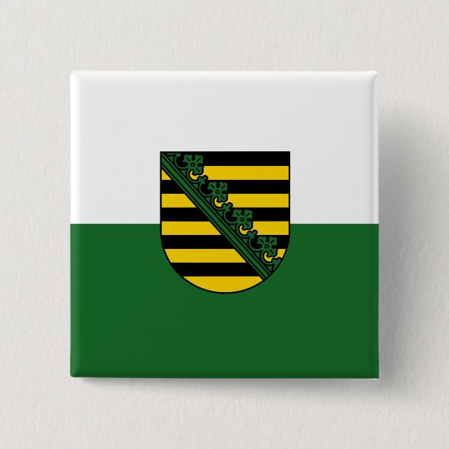 Bóton Quadrado 5.08cm Bandeira do Botão da Saxónia (Frente)
