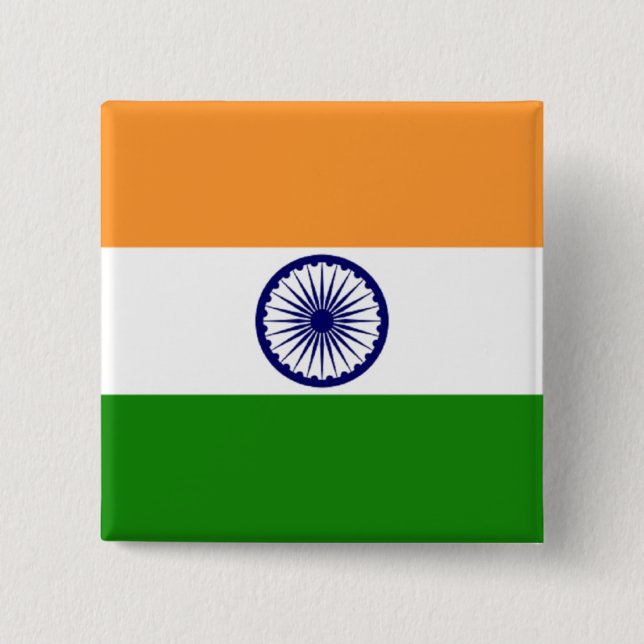 Bóton Quadrado 5.08cm Bandeira do botão de India (Frente)