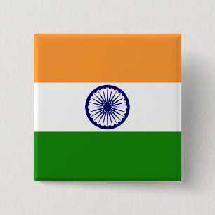 Bóton Quadrado 5.08cm Bandeira do botão de India