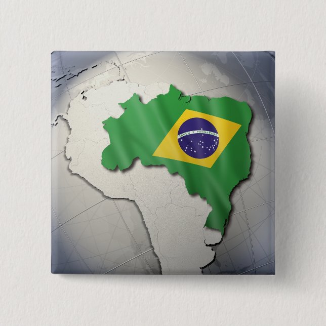 Bóton Quadrado 5.08cm Bandeira do Brasil (Frente)