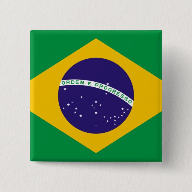Bóton Quadrado 5.08cm Bandeira do Brasil (Frente)