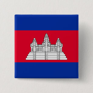 Bóton Quadrado 5.08cm Bandeira do Camboja