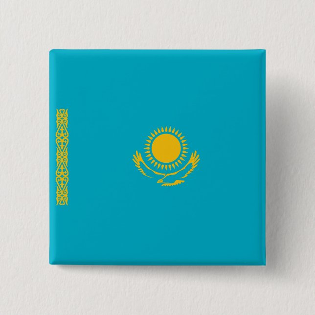 Bóton Quadrado 5.08cm Bandeira do Cazaquistão (Frente)