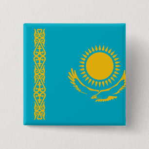 Bóton Quadrado 5.08cm Bandeira do Cazaquistão