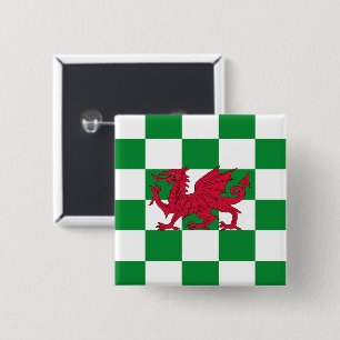 Bóton Quadrado 5.08cm Bandeira do Dragão Vermelho Céltico Místico do Paí