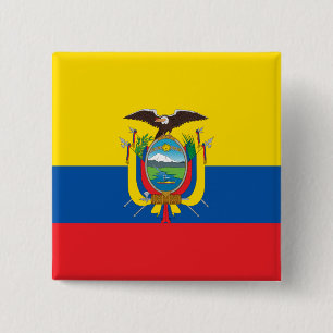 Bóton Quadrado 5.08cm Bandeira do Equador