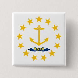 Bóton Quadrado 5.08cm Bandeira do Estado de Rhode Island