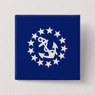 Bóton Quadrado 5.08cm Bandeira do iate náutico americano no azul Marinho