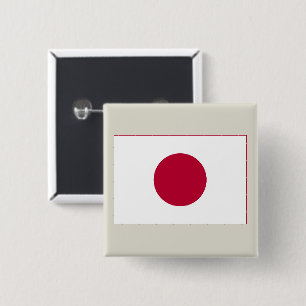 Bóton Quadrado 5.08cm Bandeira do Japão: Hinomaru, Nisshōki, Sol Nascent