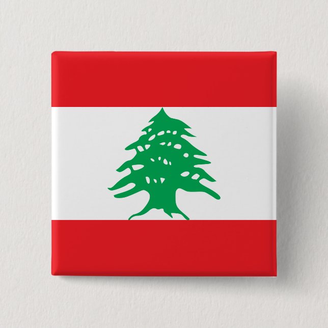 Bóton Quadrado 5.08cm Bandeira do Líbano (Líbano) (Frente)